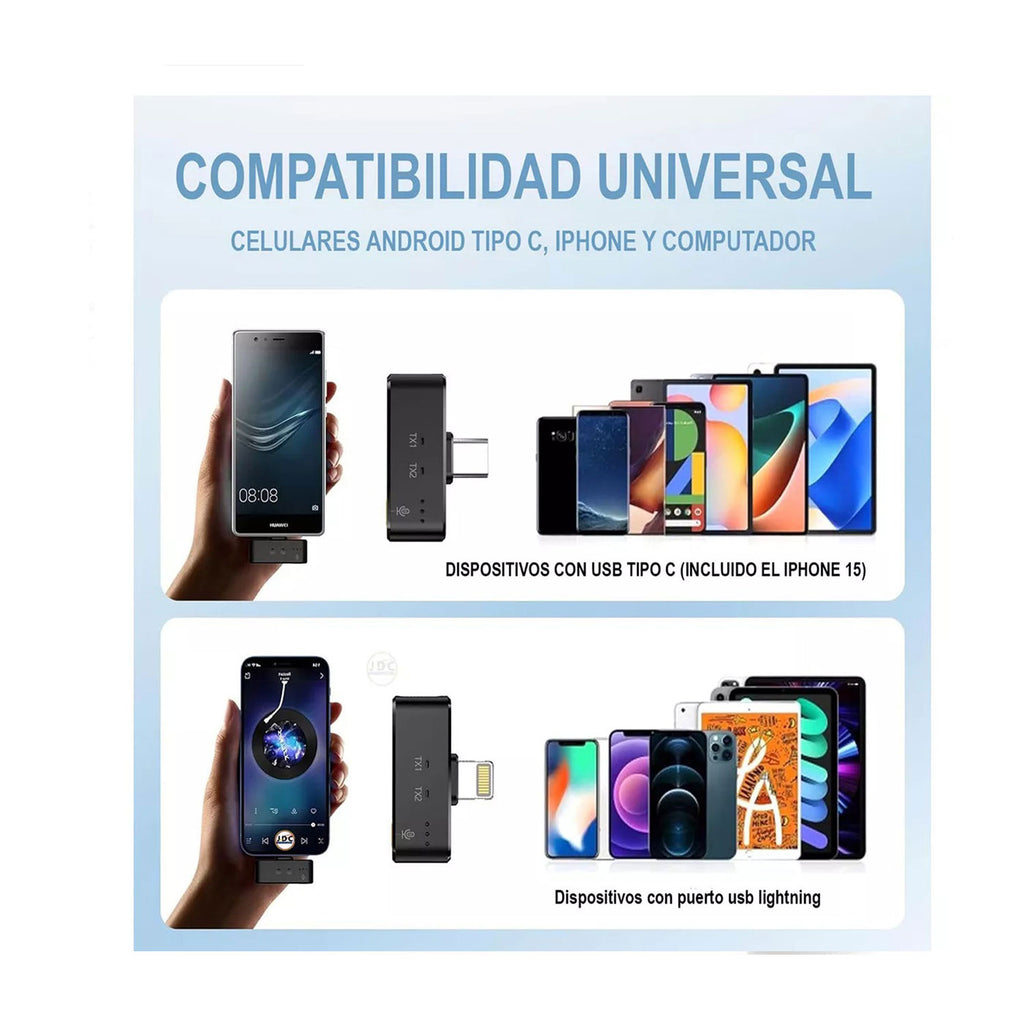 Micrófono De Solapa Inalambrico con iman Magnético Inalámbrico Profesionales Para Celular Usb Tipo C iPhone Y Computador